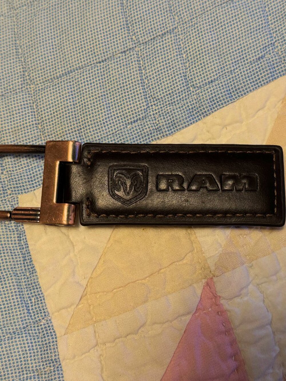 Leather Keyring in Dark Brown Fob  with Copper tone Hardware